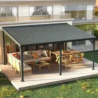 Sonstiges Wandmontierter Pavillon 3 x 4,6 m Grau mit Entwässerungssystem und verzinktem Stahldach