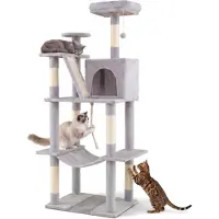 KOMFOTTEU Katzenkratzbaum mit 6 Ebenen, großer Kratzbaum für Katzen, Katzenbaum mit Sitzstange, Höhle, Hängematte & Aussichtsplattformen, Aktivitätszentrum mit 5 Kratzpfosten & Spielball, Kletterbaum