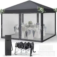 Sonstiges Pavillon 3 x 3 m wasserdicht UV Schutz 50+ mit 4 Mesh-Seitenteilen Dunkelgrau