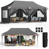 Sonstiges Faltpavillon 3x6m Grau Wasserdicht Stabil mit 6 Seitenwänden Anti-UV 50+