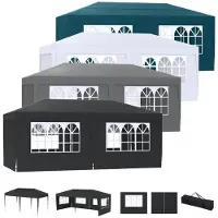 LZQ Faltpavillon 3x6m Weiß mit 6 Seitenteilen, UV-Schutz, Höhenverstellbar