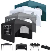 LZQ Faltpavillon 2.5x2.5m Silbergrau Wasserdicht UV-Schutz 50+ Höhenverstellbar mit 4 Seitenteilen