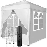Sonstiges Faltpavillon 2 x 2 m, Höhenverstellbar, Wetterfest, mit 4 Seitenteilen, Weiß