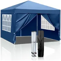 Sonstiges Faltpavillon 3x3 m Blau Wasserdicht UV-Schutz 50+ 4 Seitenteile 420D Oxford