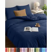 Markenlos Bettwäsche Set 200x220 cm - Mikrofaser Bettbezug 200x220 cm + 2 Kissenbezüge 80x80 cm - Marineblau