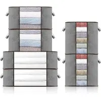 Markenlos Aufbewahrungsbeutel Set von 6 - Faltbare Aufbewahrungsbox mit Deckel, 60 L, 70 L, 90 L