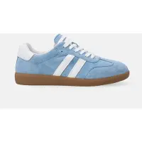 Venezia Damen Slipper Mokassins Loafer Halbschuhe - Blaue Wildleder-Damenschuhe im Retro-Stil aus Echtleder Velours Blau Größe 38