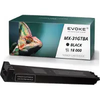 Evoke Toner-Kompatibilkartusche für den Sharp-Drucker MX31BK MX-31GTBA, Schwarz, 18.000 Seiten, kompatibel mit MX-2301, MX-2301N, MX-2600N, MX-3100N und MX-2600NSP