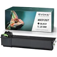 Evoke Kompatible Tonerkartusche für den Sharp-Drucker MX-312GT MX312GT, Schwarz, 25.000 Seiten, kompatibel mit MX-M260, MX-354N, MX-M264N, MX-M314N und MX-M310