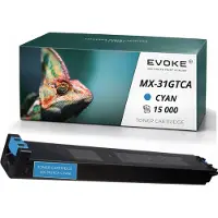 Evoke Toner-Kompatibilkartusche für den Sharp-Drucker MX31C MX-31GTCA, Cyan, 15.000 Seiten, kompatibel mit MX-2301, MX-2301N, MX-2600N, MX-3100N und MX-2600NSP