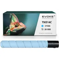 Evoke Toner-Kompatibilkartusche für den Drucker Konica Minolta TN-514C A9E8450, Cyan, 26.000 Seiten, kompatibel mit Bizhub C458, C558, C658