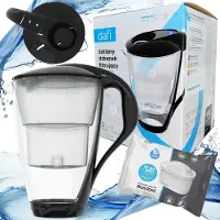 Dafi Schwarze Glas-Filterkanne Crystal 2 l mit Unimax Filter LED Wasserfilterung