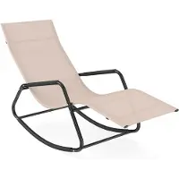 Costway Schaukelliege, Sonnenliege, Liegestuhl, ergonomische Schwingliege, Gartenliege bis 160 kg, Relaxliege für Garten, Terrasse, Balkon, Beige