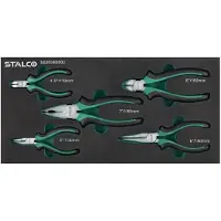 Stalco 5-teiliges Zangenset Werkzeugsatz in EVA-Schaumstoffeinlage Cr-V S026360002