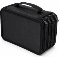 OEM VHV - Stifteköfferchen mit 72 Fächern - 4-lagiges Oxford Pennen-Etui mit Tragegriff - Schwarz - Für Schule, Atelier und Reisen