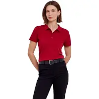 Falke Essential Cotton Damen Polo Shirt, M, Rot, Struktur, Baumwolle