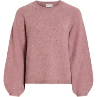 Vila "VISAPNA O-NECK L/S KNIT TOP/PB/1" mit Rundhalsausschnitt, aus Strick, Regular Fit
