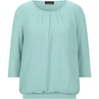 Goldner Chiffon-Shirt mit 3/4-Arm, Rundhals in mint | Gr.: 42