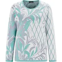Goldner Rundhalspullover "Kurzgröße Jacquardpullover mit Rundhals" schicker Jaquardstrick