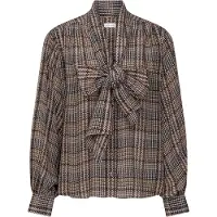 Seidensticker Schluppenbluse , Damen, Gr. XL (42), braun, 100% Viskose, kariert, regular fit, Blusen Schluppenbluse, 1/1 Binderkragen Karo