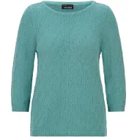 Goldner Kurzgröße: Halbarm Baumwollpullover mit Struktur in graugrün | Gr.: 25