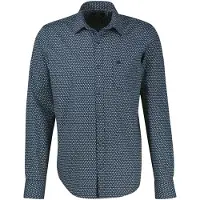 Lerros Langarmhemd "Sportliches Herrenhemd mit modernem Minimalprint-Design", Herren, Gr. L, Normalgrößen, blau (classic navy), 100% Baumwolle, Hemden Langarmhemd