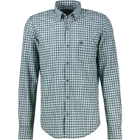 Lerros Langarmhemd "Kariertes Herrenhemd aus weichem Baumwollmischgewebe", Herren, Gr. M, Normalgrößen, misty blau, 69% Baumwolle, 31% Polyester, Hemden Langarmhemd