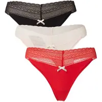 HUGO String "Lace", Damen, Gr. XL, 3 Stk., Jersey, bunt (open miscellaneous 965), Jersey, Obermaterial: 95% Baumwolle, 5% Elasthan, körpernah, Unterhosen String, mit Spitzeneinsatz