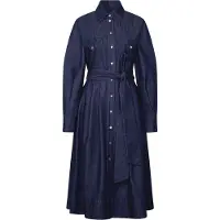 Seidensticker Sommerkleid , Damen, Gr. 3XL (46), Normalgrößen, blau (dunkelblau), 100% Baumwolle, slim fit, Kleider Sommerkleid, 1/1 Kragen Denim