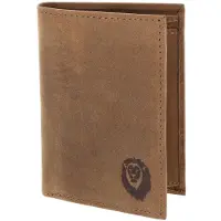 OXMOX Leder Geldbörse Leather RFID Protect Kombibörse Freedom Lion Embossed Vintage Light Brown braun