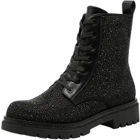 Marco Tozzi Damen-Stiefeletten 2-25232-45, schwarz mit Glitzer, Größe 40