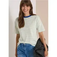 Cecil 1100000002199 , Damen, Gr. S (38), grün (raw matcha lime), Jersey, Obermaterial: 100% Baumwolle, gestreift, hüftlang, Rundhals, Shirts 1100000002199, Jerseyshirt mit Streifen, Baumwolle