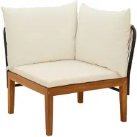 vidaXL Garten-Ecksofa mit Kissen Massives Akazienholz & Seil Natur