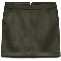 Vero Moda Lederimitatrock "VMDONNADINA FAUXSUEDE SHORT SKIRT", Damen, Gr. XS, grün (forest night), Web, Obermaterial: 90% Polyester, 10% Elasthan, unifarben, kurz, Röcke Lederimitatrock, Materialmix