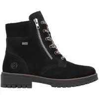 Remonte Winterboots , Damen, Gr. 43, schwarz, Leder, Textil, unifarben, Schuhe Winterboots, Schnürboots mit wasserabweisender TEX-Membrane