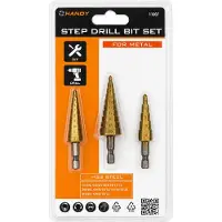 Sonstige Verlage HANDY Stufenbohrer-Set - 3-teilig – HSS-Stufenbohrer 4–20 mm – Für Metall – Stufenbohrer/Blechbohrer mit Sechskantschaft