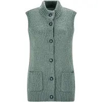 Goldner Strickjacke "Kurzgröße Strickweste mit Knopfleiste", Damen, Gr. 19, grün (salbei), Obermaterial: 100% Polyacryl PAN., Gerade, Strickjacken Strickjacke, aufgesetze Taschen