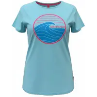 Salzhaut T-Shirt "Shirt STEENTJE - KÜSTENLIEBE WELLE", Damen, Gr. S, blau (aqua, neon pink), Obermaterial: 50% Baumwolle CO. 50% Polyester PES., Shirts T-Shirt