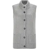 Goldner Strickjacke "Kurzgröße Strickweste mit Knopfleiste" aufgesetze Taschen