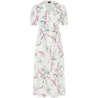 Laura scott Blusenkleid , Damen, Gr. 44, N-Gr, weiß (weiß geblümt), Web, Obermaterial: 100% Polyester, bedruckt, Kleider Blusenkleid, femininer Stil, für vielseitige Anlässe, aus Polyester