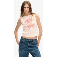 Superdry für Damen. W6011813A Vintage Komodo rosa Logo-T-Shirt (XS), Lässig, Ärmellos / Hosenträger, Bio-Baumwolle, Nachhaltig