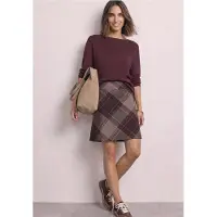 Street One Minirock , Damen, Gr. 38, braun (rustic rouge), Web, Obermaterial: 65% Polyester, 32% Viskose, 3% Elasthan, kariert, körpernah ca. Mitte Oberschenkel, Röcke Minirock, mit Karomuster
