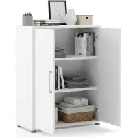 Dmora Kommode Warszawa, Wohnzimmerbuffet, Wohnzimmer-Sideboard, Moderne Küchen-Speisekammer, 89x40 h113 cm, Weiß