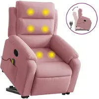 Syfax Massagesessel mit Aufstehhilfe Rosa Samt