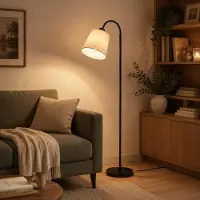 ZMH Stehlampe Wohnzimmer Standleuchte 160CM 360°Drehbarer Beige Lampenschirm Schlafzimmerlampe mit Fußschalter E27 Fassung Leselampe für Kinderzimmer