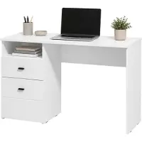 Dmora Frutal - Schreibtisch, 127x51x77h cm, Mattweiß, 2 Schubladen