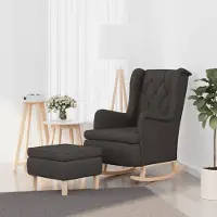 Markenlos Dunkelgrauer Schaukelsessel aus Stoff mit Hocker, Arm- und Rückenlehne, 65 x 91 x 100 cm, für Wohnzimmer, Schlafzimmer und Leseecke, komfortabel, gemütlich und platzsparend