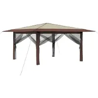 vidaXL Pavillon mit 4 Seitenwänden 4 x 4 m Creme und Braun