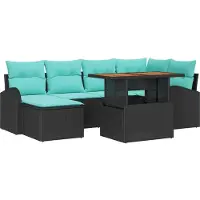Syfax Garten-Sofa-Set 7 stk. Schwarz Poly Rattan