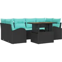 Syfax Garten-Sofa-Set 7 stk. Schwarz Poly Rattan
